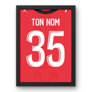Affiche personnalisée Stade Rennais domicile 2026-2027 avec prénom et numéro au choix, cadre noir format A4 ou A3