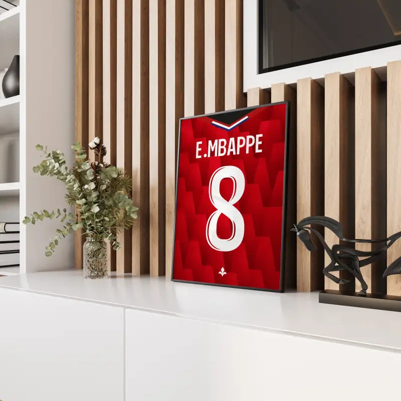 Affiche LOSC 25-26 E. Mbappé 8 panneau bois