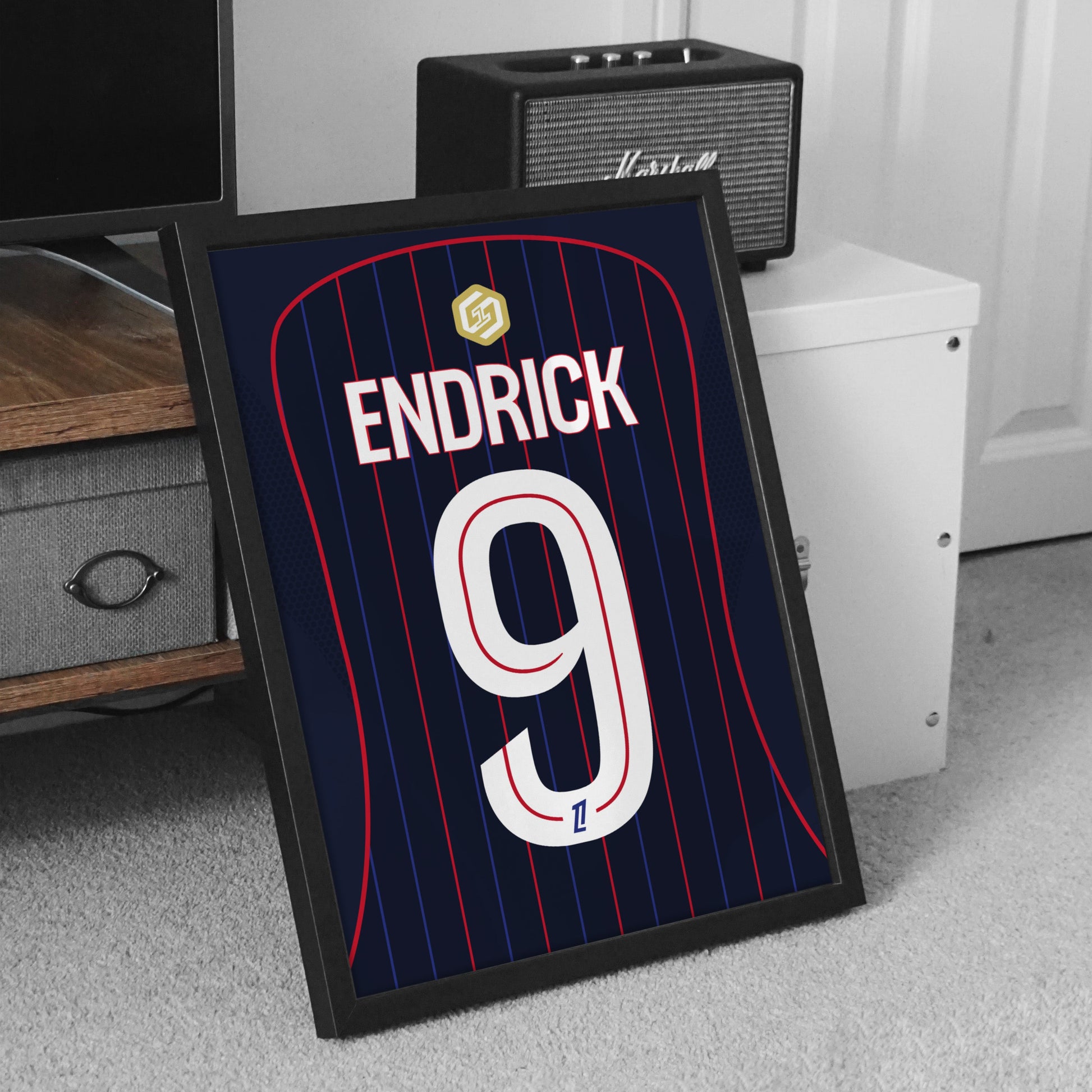 Affiche OL EXT 25-26 Endrick 9 badge buteur meuble TV