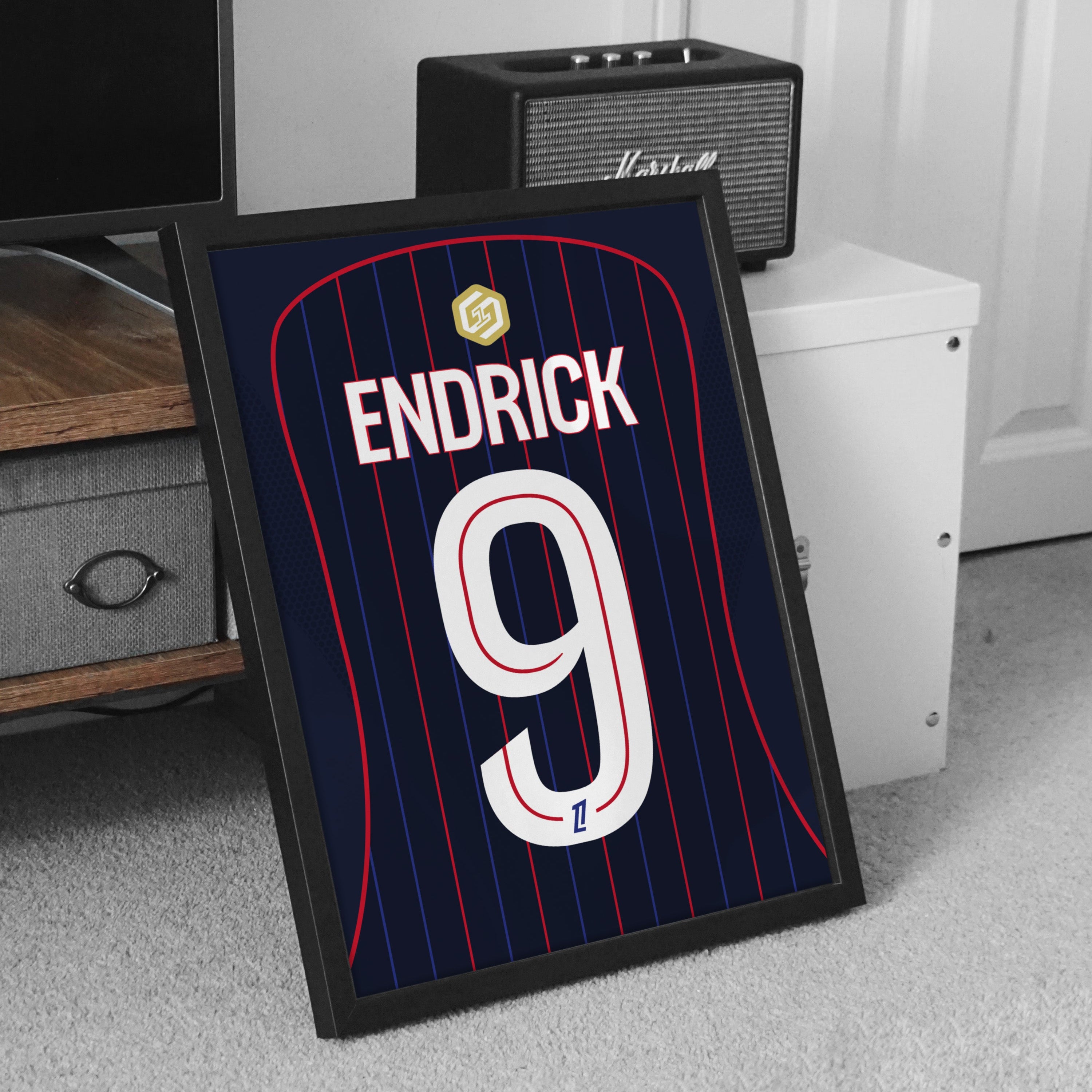 Affiche OL EXT 25-26 Endrick 9 badge buteur meuble TV