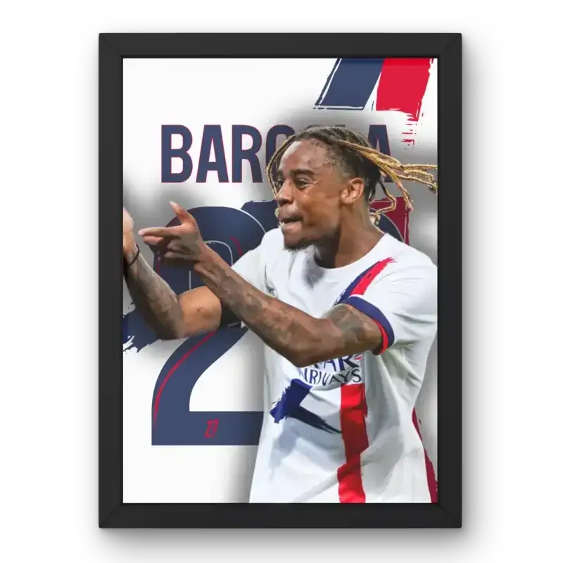 Affiche PSG Barcola photo joueur vue principale