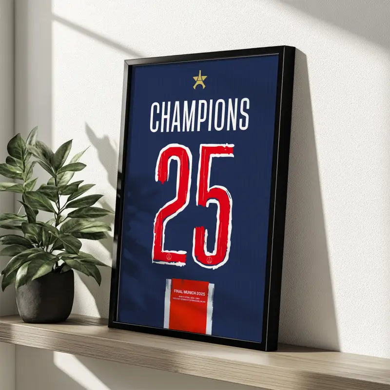 Affiche PSG Champions 25 étagère