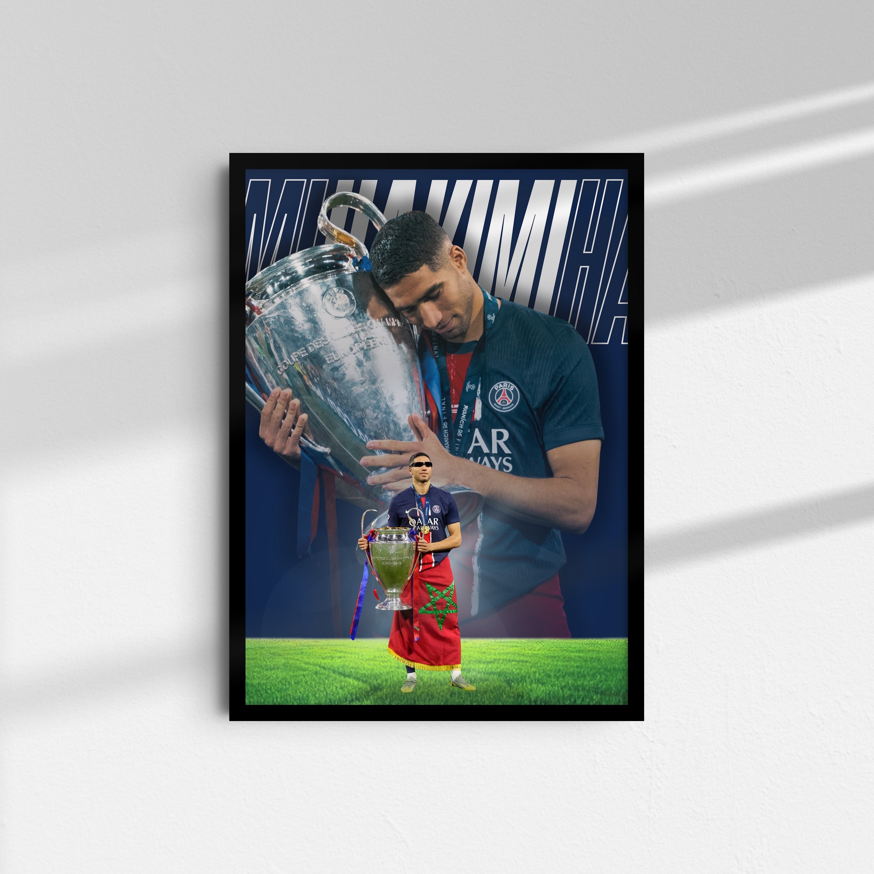 Affiche PSG Hakimi UCL fond blanc