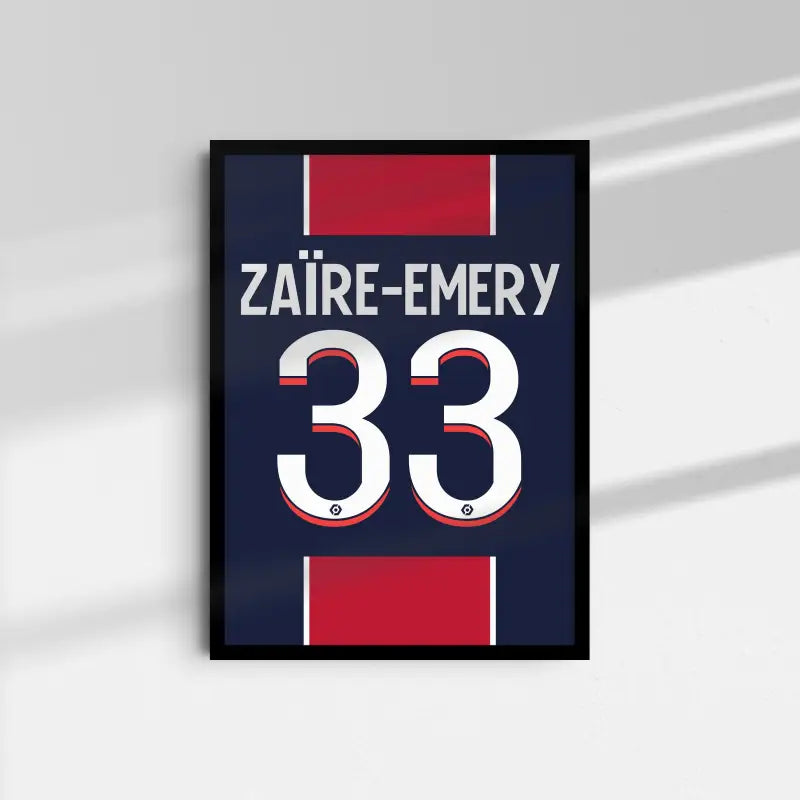 Affiche PSG Hechter Zaire-Emery 33 fond blanc