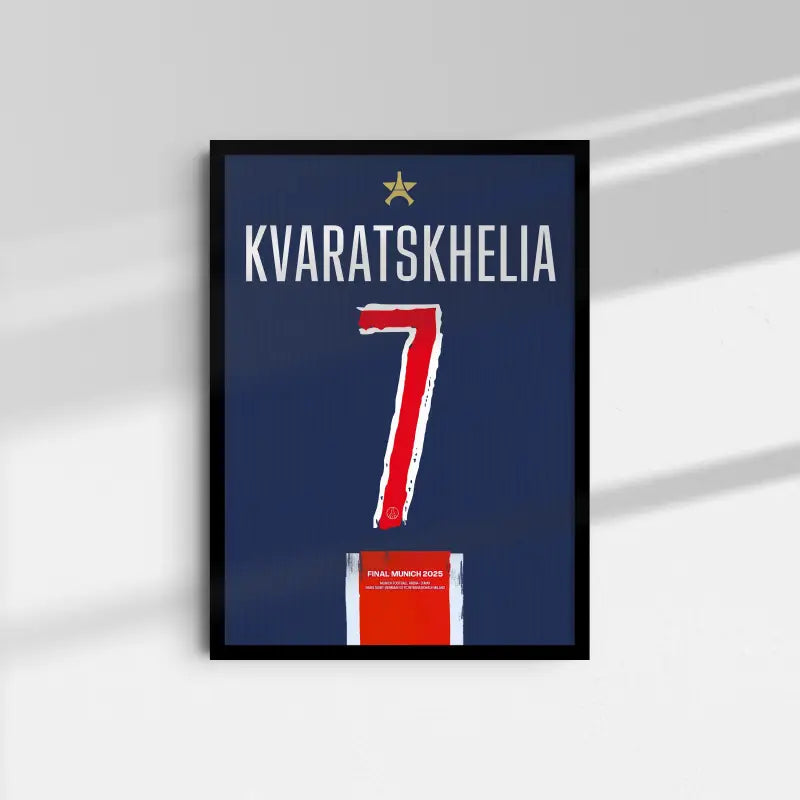 Affiche PSG Kvaratskhelia 7 fond blanc