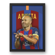 Cadre Andrés Iniesta - Maestro du FC Barcelone – Affiche encadrée personnalisée - Cadre Perso