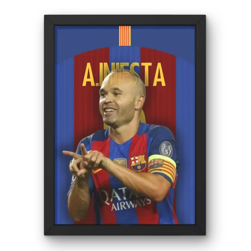 Cadre Andrés Iniesta - Maestro du FC Barcelone – Affiche encadrée personnalisée - Cadre Perso
