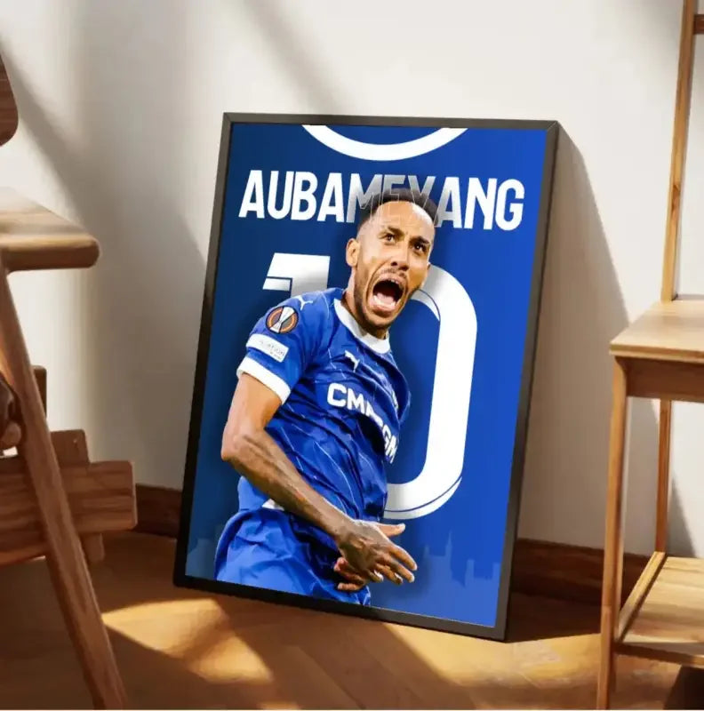 Cadre Aubameyang OM 2023-2024 - L'Attaque Marseillaise – Affiche encadrée personnalisée - Cadre Perso