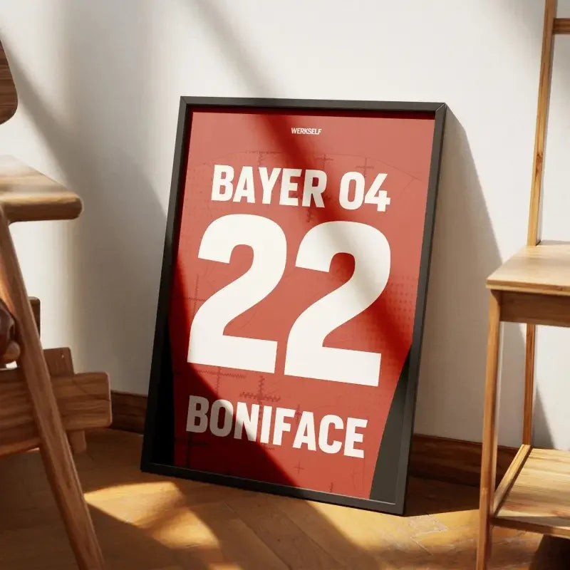 Cadre Bayer Leverkusen Domicile 2024-2025 – Affiche encadrée personnalisée - Cadre Perso