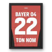 Cadre Bayer Leverkusen Domicile 2024-2025 – Affiche encadrée personnalisée - Cadre Perso