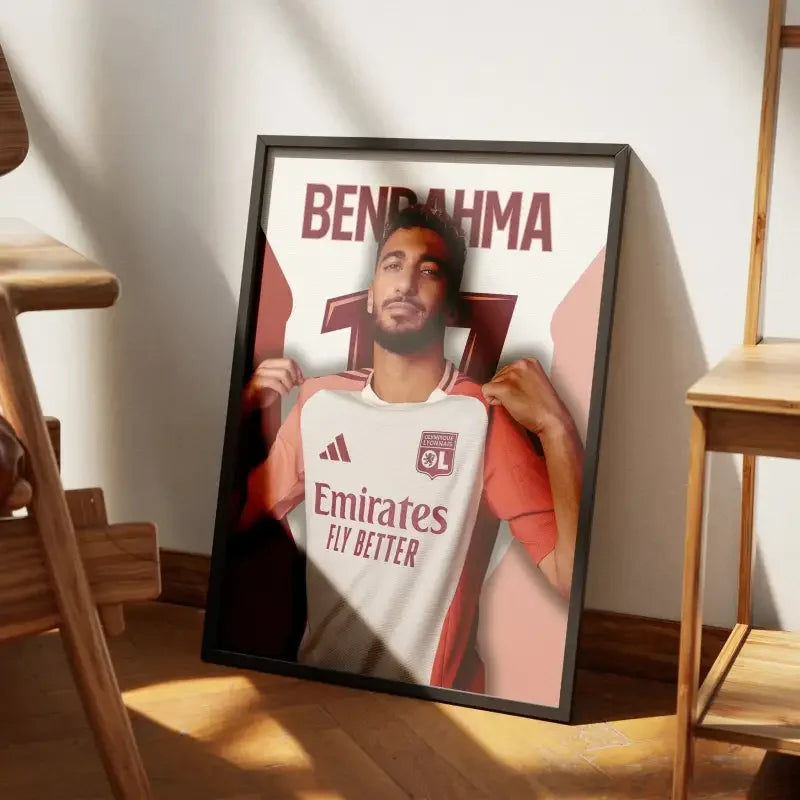 Cadre Benrahma OL - Le Talent au Service de Lyon – Affiche encadrée personnalisée - Cadre Perso