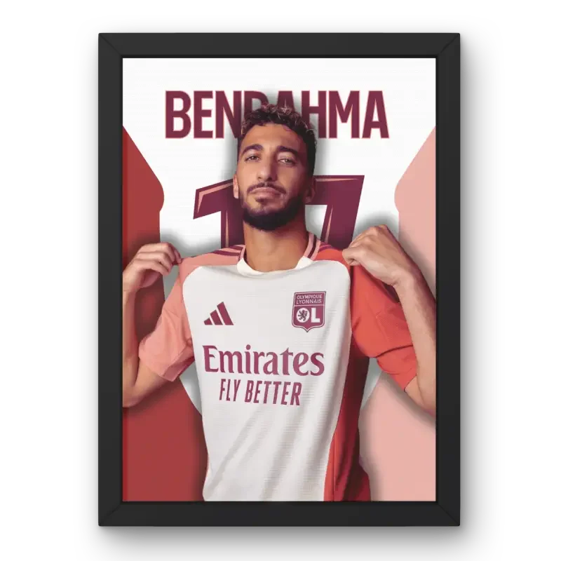 Cadre Benrahma OL - Le Talent au Service de Lyon – Affiche encadrée personnalisée - Cadre Perso