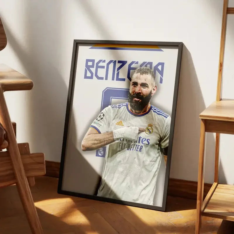 Cadre Benzema Real Madrid - Légende Merengue – Affiche encadrée personnalisée - Cadre Perso