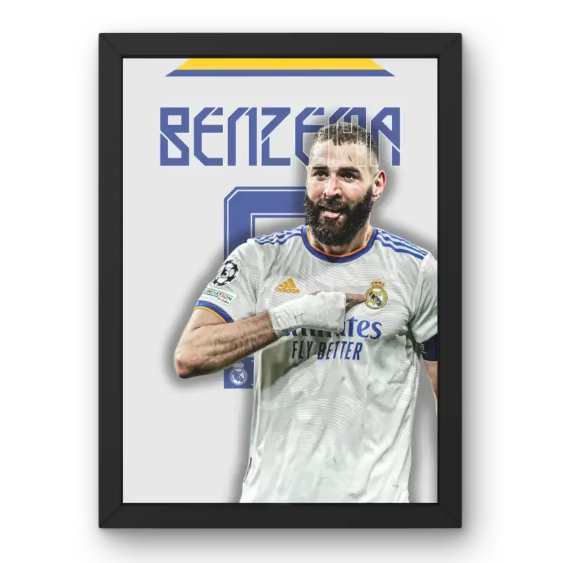 Cadre Benzema Real Madrid - Légende Merengue – Affiche encadrée personnalisée - Cadre Perso