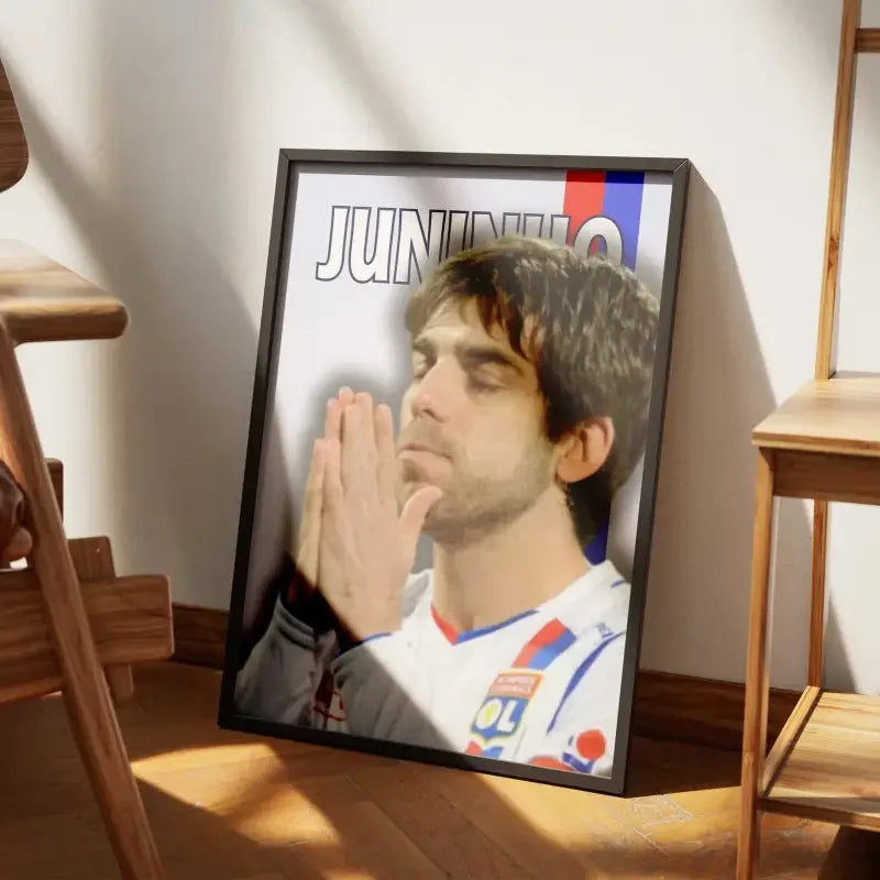 Cadre Juninho - Le Roi des Coup Francs de l'OL – Affiche encadrée personnalisée - Cadre Perso
