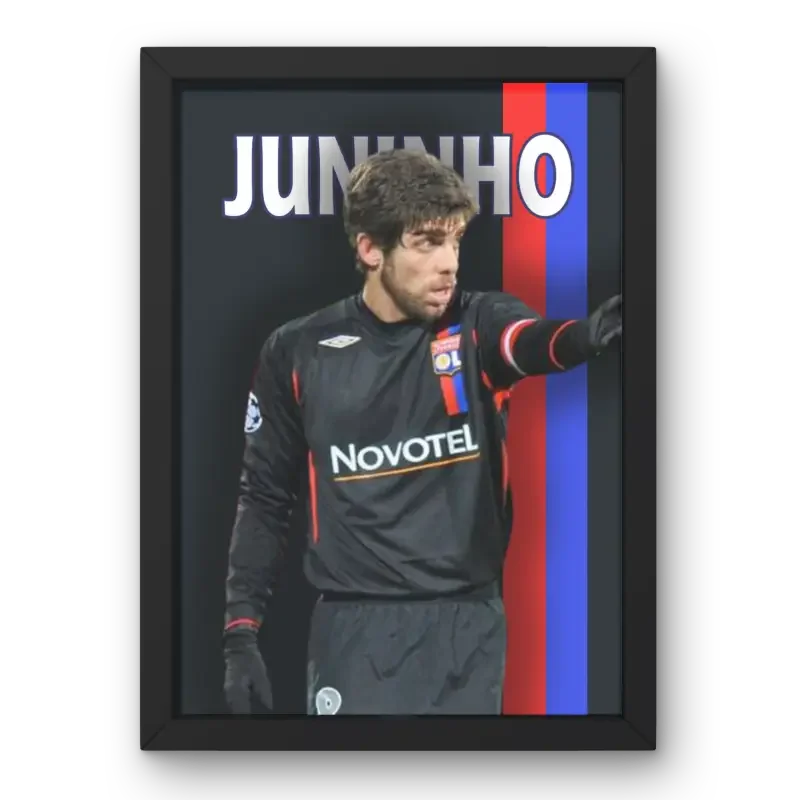 Cadre Juninho - L'Indispensable Légende de l'OL – Affiche encadrée personnalisée - Cadre Perso