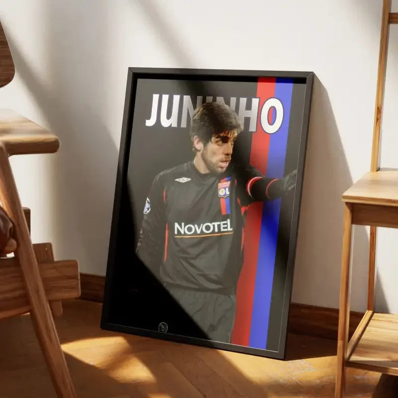 Cadre Juninho - L'Indispensable Légende de l'OL – Affiche encadrée personnalisée - Cadre Perso