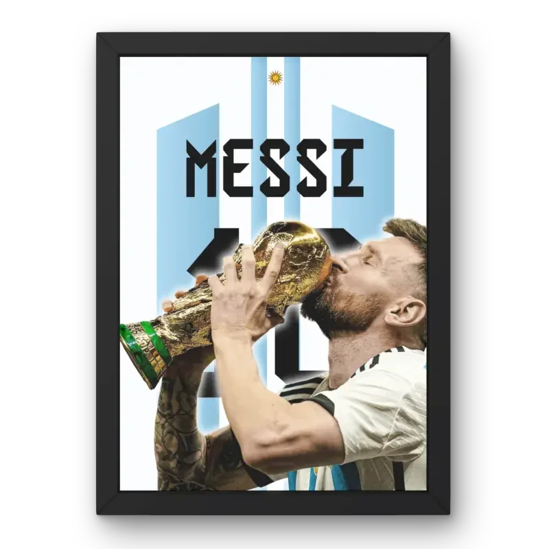 Cadre Lionel Messi - Héros de la Coupe du Monde 2022 – Affiche encadrée personnalisée - Cadre Perso