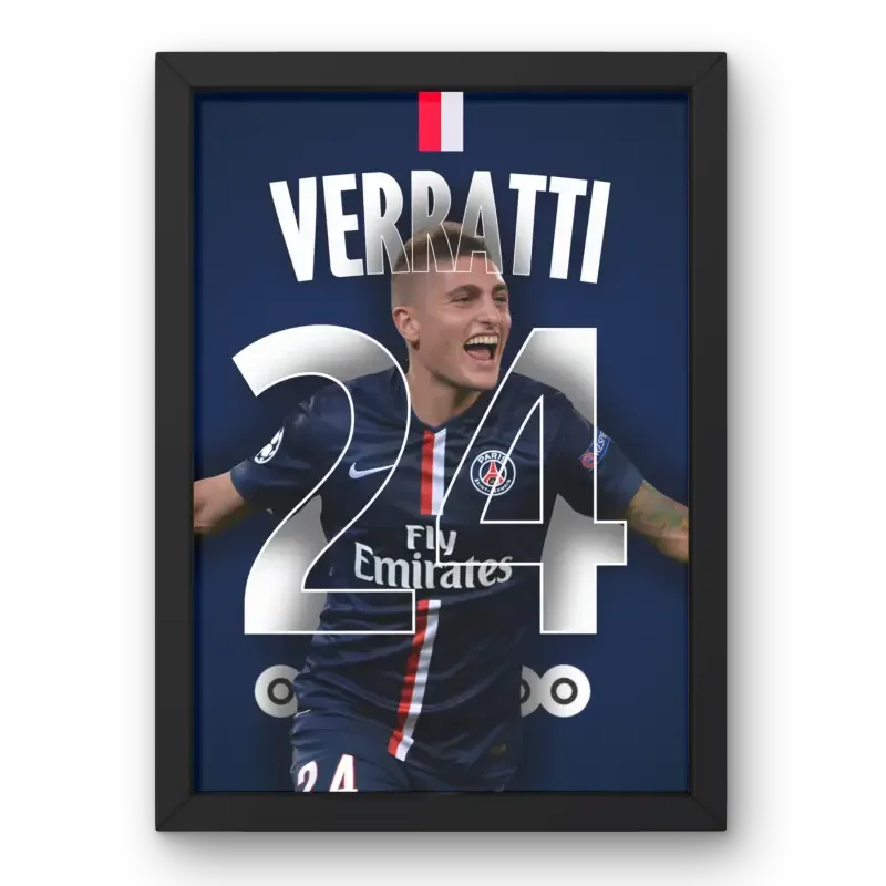 Cadre Marco Verratti - PSG | Le Maestro du Milieu de Terrain – Affiche encadrée personnalisée - Cadre Perso