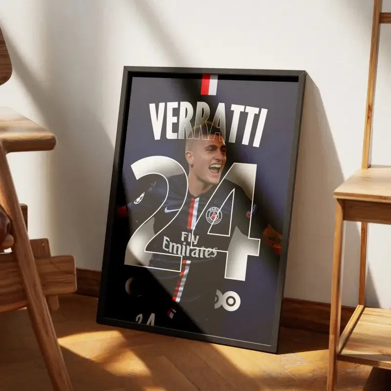 Cadre Marco Verratti - PSG | Le Maestro du Milieu de Terrain – Affiche encadrée personnalisée - Cadre Perso