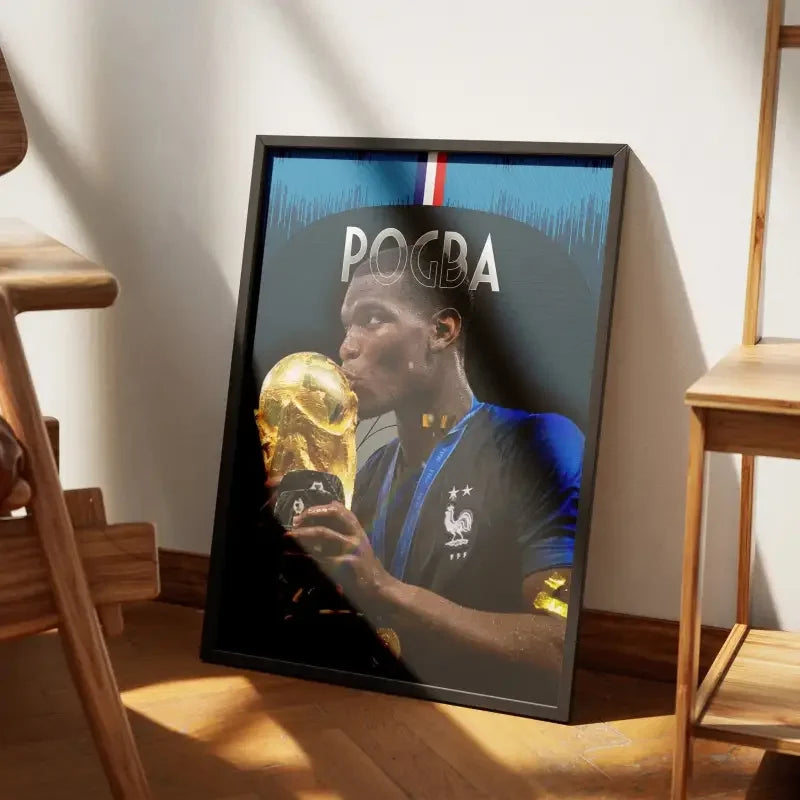 Cadre Paul Pogba - France | Champion du Monde 2018 – Affiche encadrée personnalisée - Cadre Perso