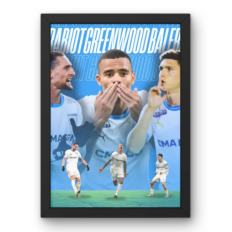 Cadre Rabiot, Greenwood & Balerdi - OM – Affiche encadrée personnalisée - Cadre Perso