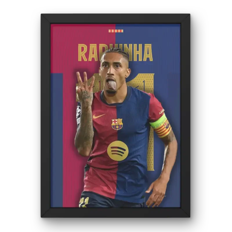 Cadre Raphinha - L'Ailier Explosif du FC Barcelone – Affiche encadrée personnalisée - Cadre Perso