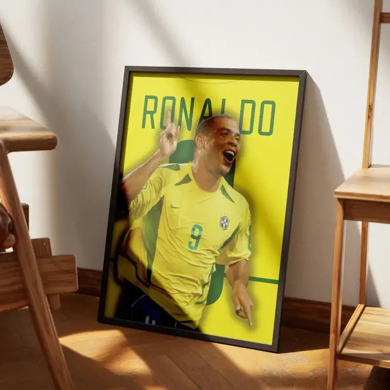 Cadre Ronaldo R9 - Brésil | Le Phénomène – Affiche encadrée personnalisée - Cadre Perso