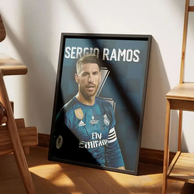Cadre Sergio Ramos - Real Madrid | Défenseur Légendaire – Affiche encadrée personnalisée - Cadre Perso