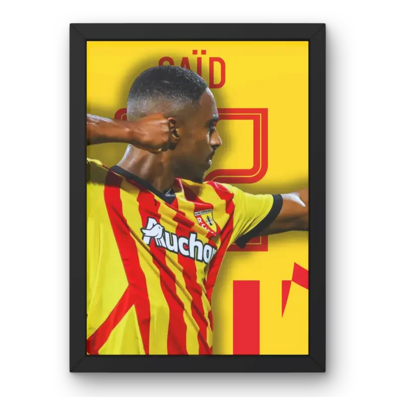 Cadre Wesley Said - RC Lens | L'Attaquant Explosif des Sang et Or – Affiche encadrée personnalisée - Cadre Perso