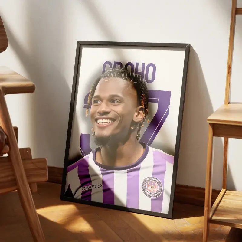 Cadre Yann Gboho Toulouse FC - L'Ascension du Talent – Affiche encadrée personnalisée - Cadre Perso