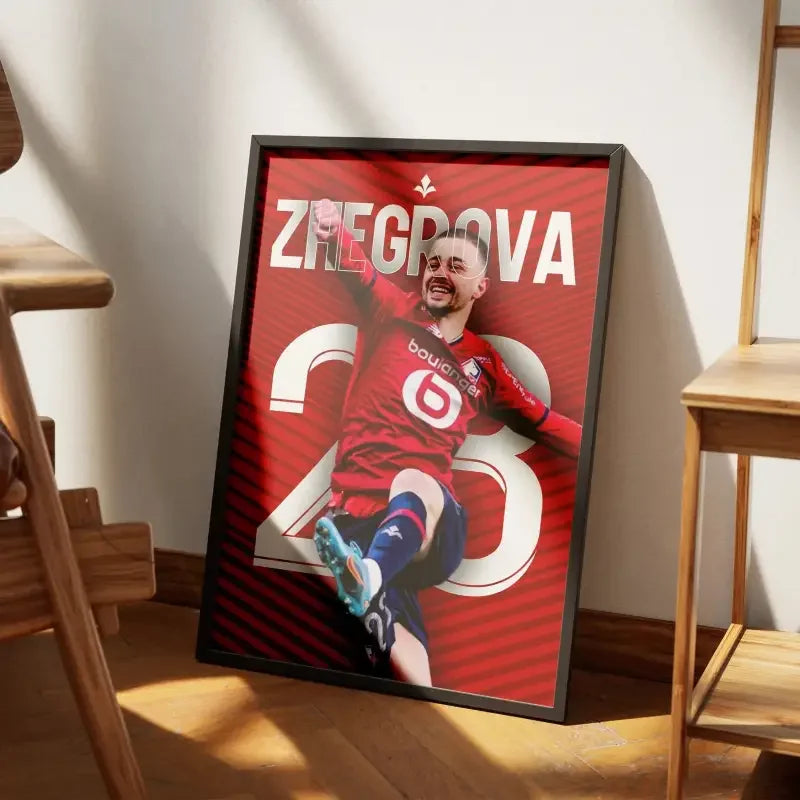 Cadre Zhegrova - Lille OSC | La Vitesse au Service du Football – Affiche encadrée personnalisée - Cadre Perso