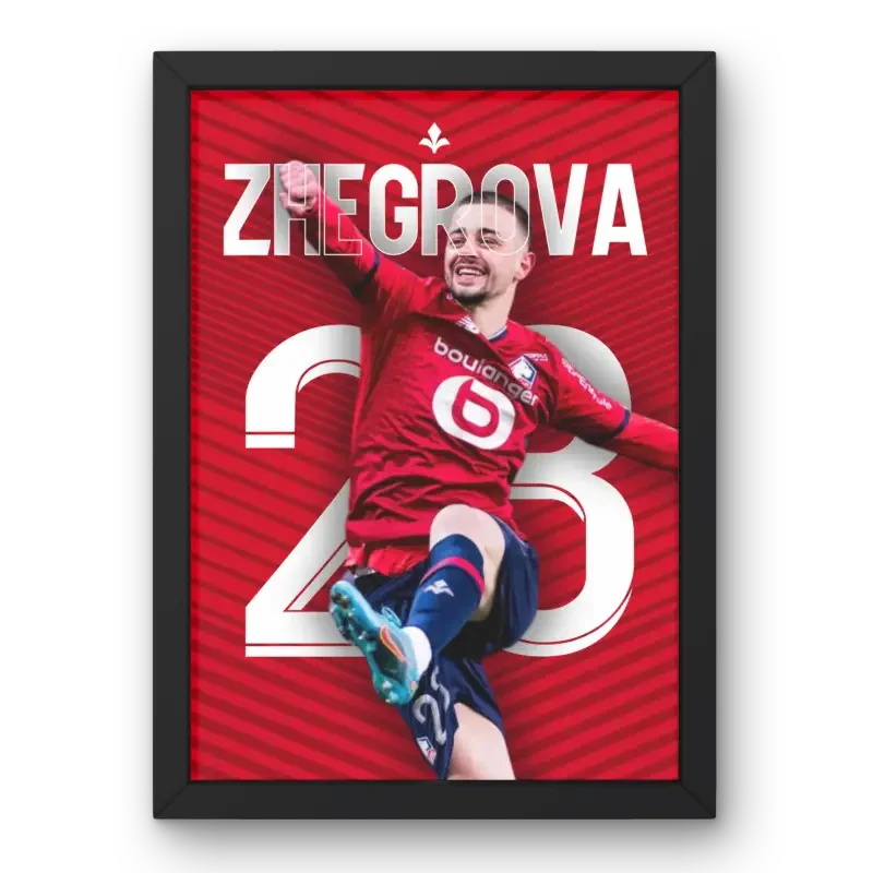 Cadre Zhegrova - Lille OSC | La Vitesse au Service du Football – Affiche encadrée personnalisée - Cadre Perso