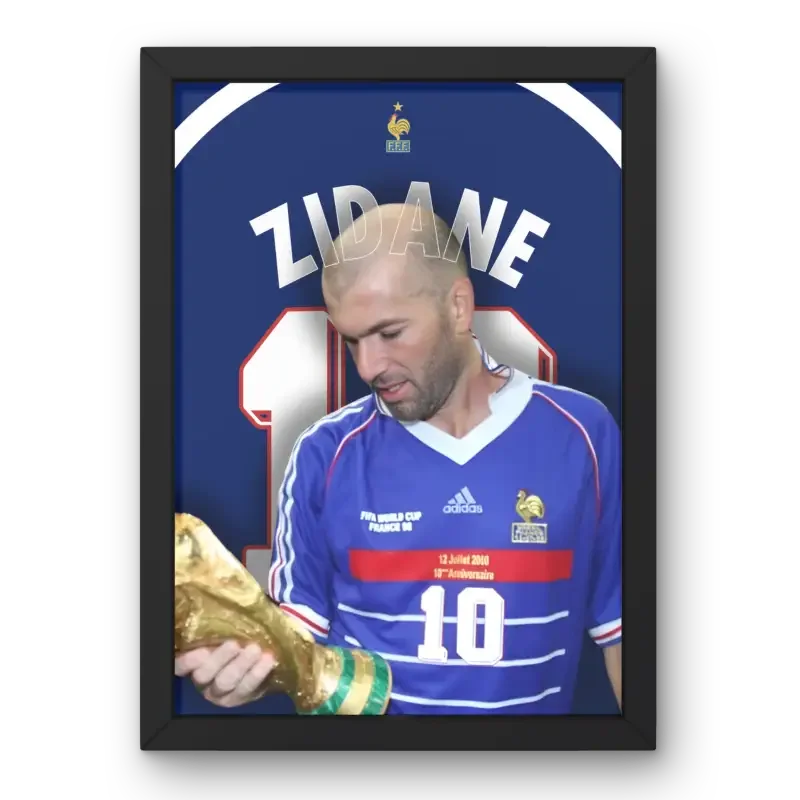 Cadre Zidane - Coupe du Monde 1998 | Le Maître de l'Étoile – Affiche encadrée personnalisée - Cadre Perso