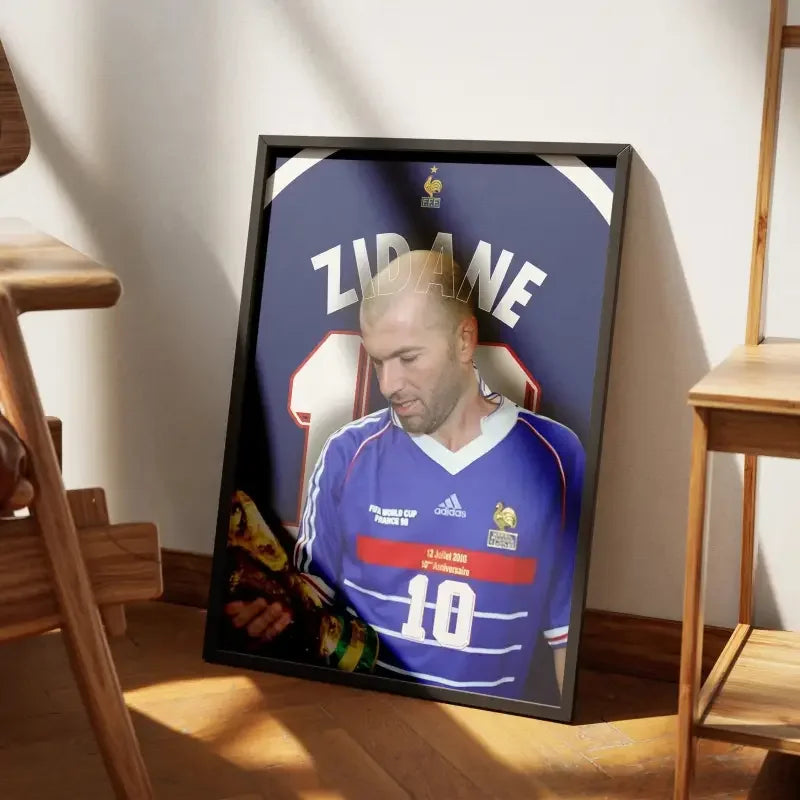 Cadre Zidane - Coupe du Monde 1998 | Le Maître de l'Étoile – Affiche encadrée personnalisée - Cadre Perso