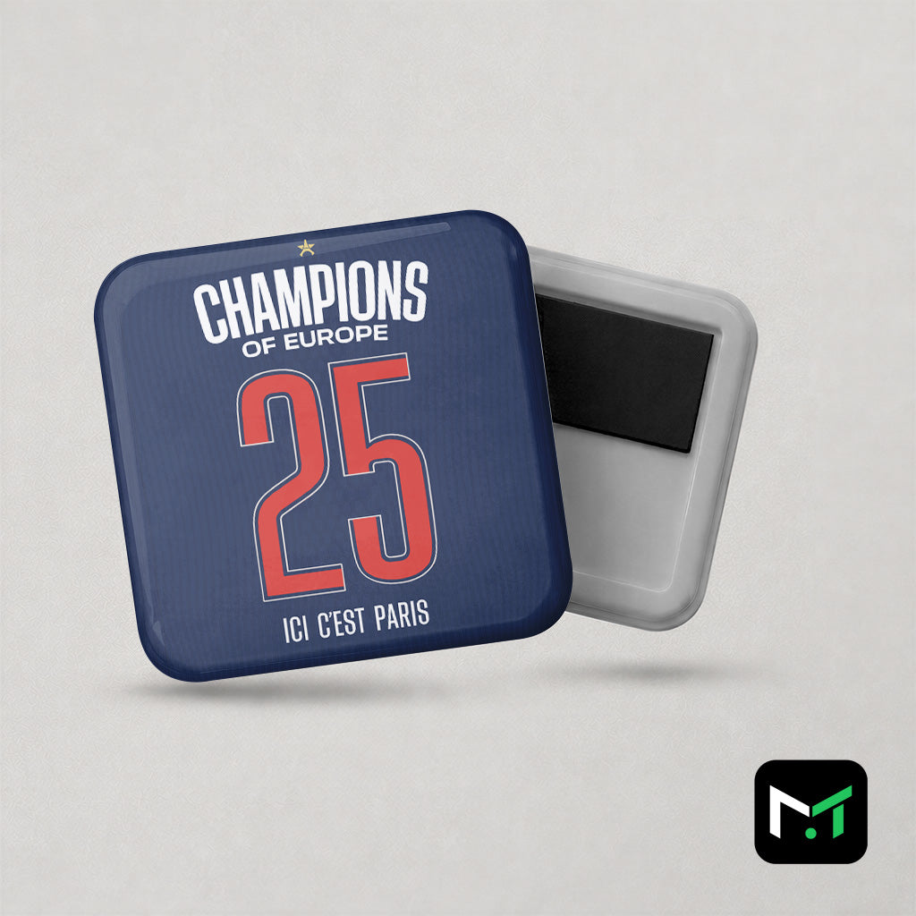 Magnet football PSG Champions of Europe 2025 - avant et arrière