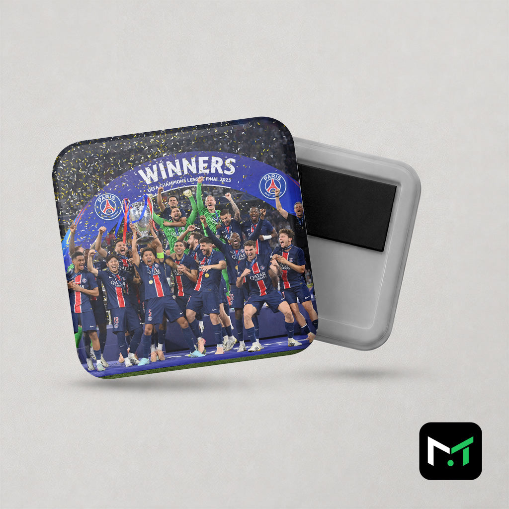 Magnet football PSG vainqueur Ligue des Champions 2025 - avant et arrière