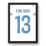 Affiche cadre maillot OM domicile 2026-2027 personnalisable avec ton nom et numéro 13